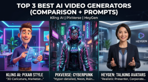 best ai video generators 2026 Kling PixVerse HeyGen comparison infographic